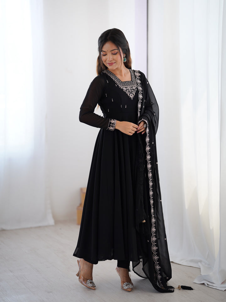 PURE SOFT FOX GEORGETTE FABRIC FULLY FLAIR ANARKALI, WITH DUPATTA SET, PENT READY TO WEAR