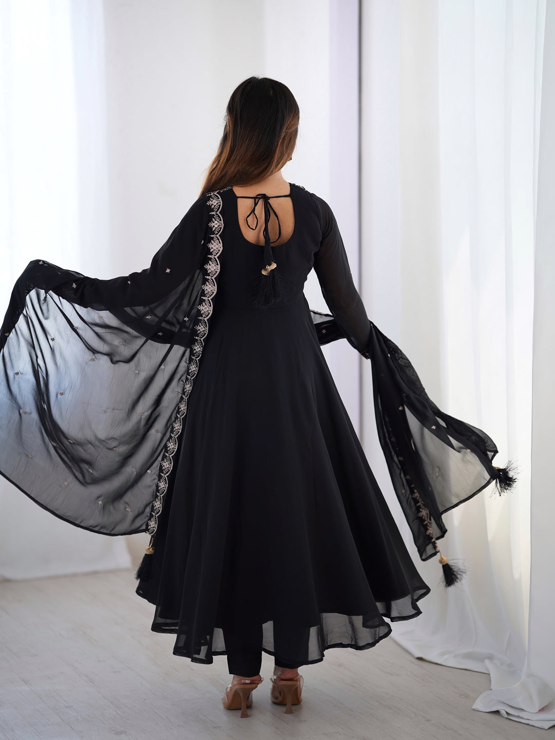 PURE SOFT FOX GEORGETTE FABRIC FULLY FLAIR ANARKALI, WITH DUPATTA SET, PENT READY TO WEAR