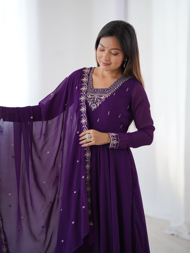 PURE SOFT FOX GEORGETTE FABRIC FULLY FLAIR ANARKALI, WITH DUPATTA SET, PENT READY TO WEAR