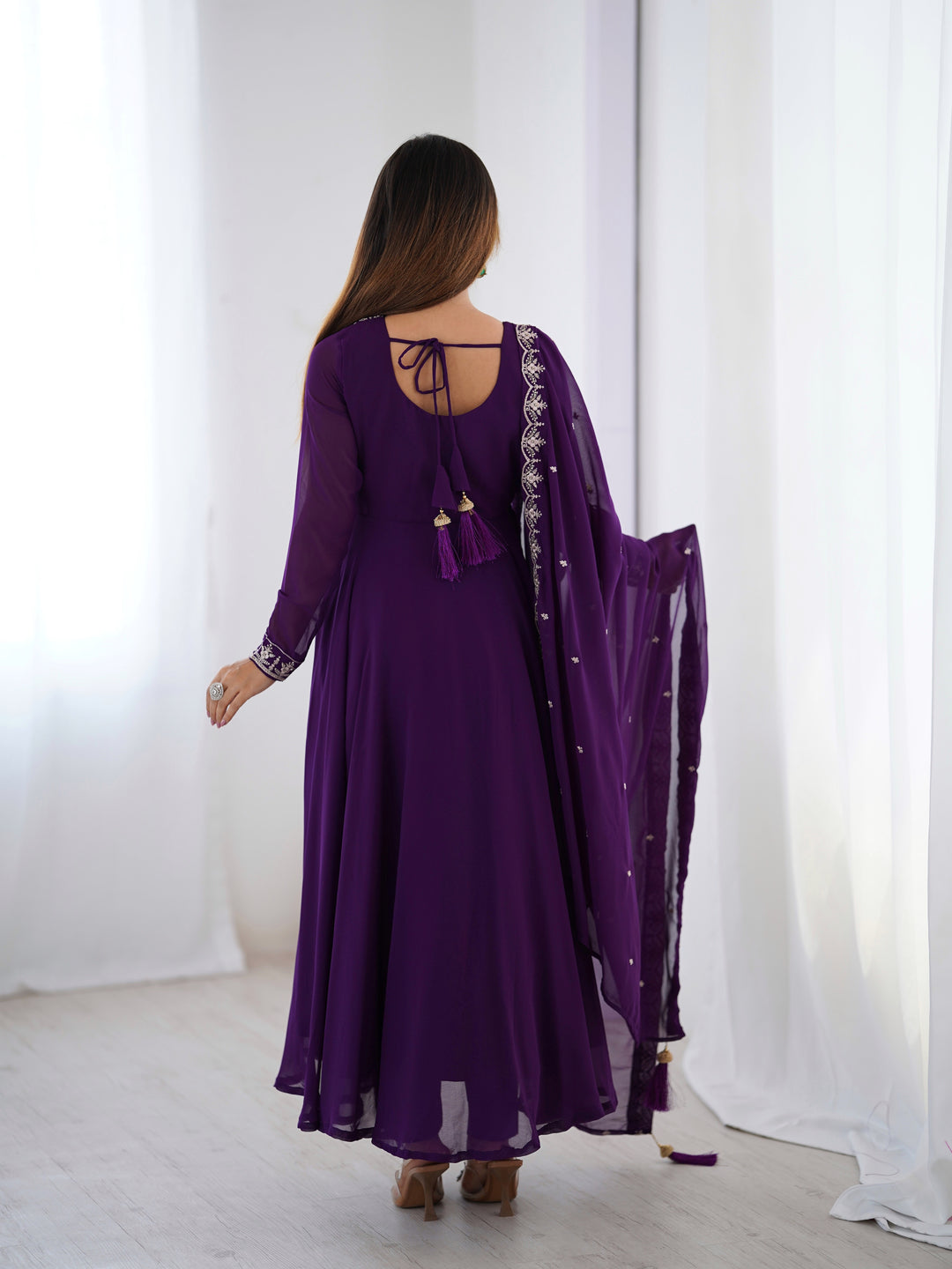 PURE SOFT FOX GEORGETTE FABRIC FULLY FLAIR ANARKALI, WITH DUPATTA SET, PENT READY TO WEAR