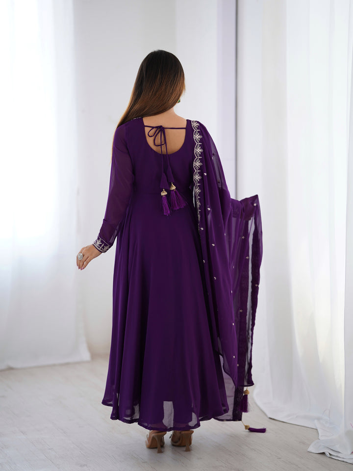 PURE SOFT FOX GEORGETTE FABRIC FULLY FLAIR ANARKALI, WITH DUPATTA SET, PENT READY TO WEAR