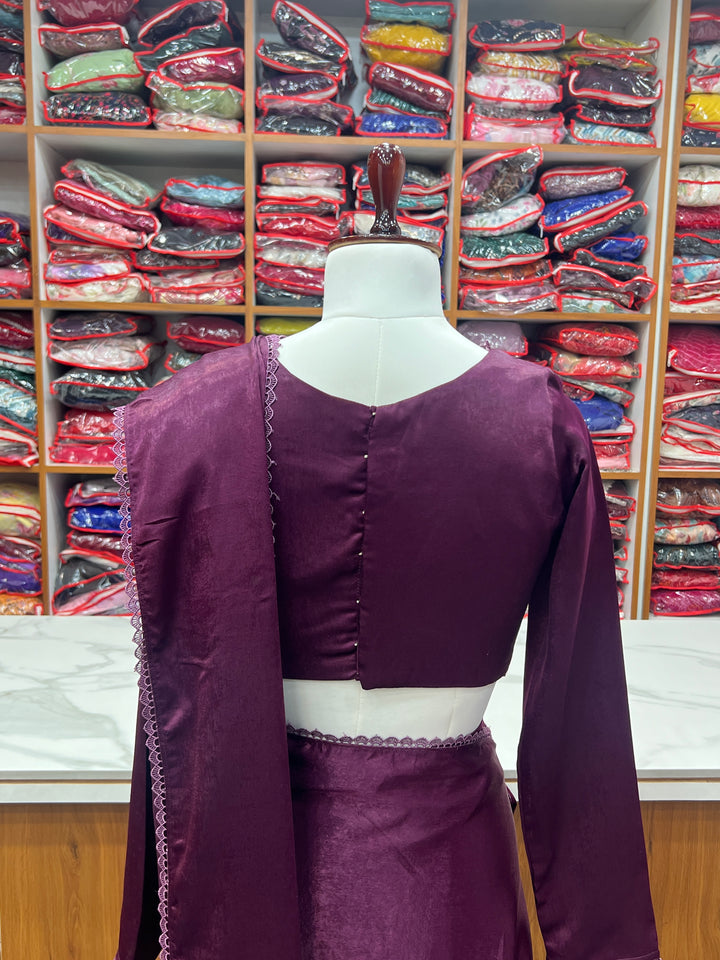 Premium Marble Velvet Ready-to-Wear Pre-Draped Saree with Fully Stitched Blouse
