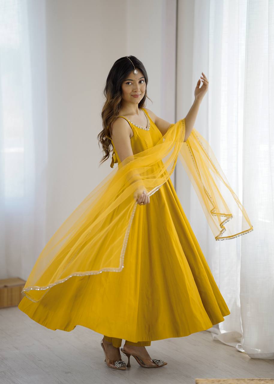 PURE SOFT FOX GEORGETTE FABRIC FULLY FLAIR ANARKALI, WITH DUPATTA SET, PENT READY TO WEAR