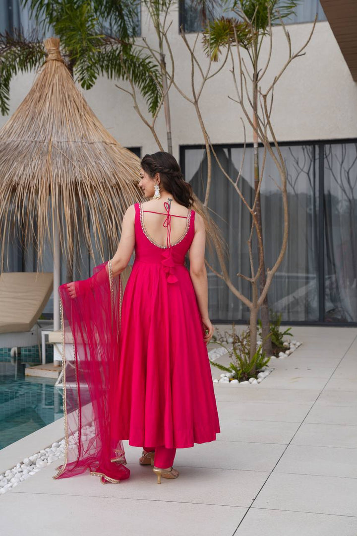 PURE SOFT FOX GEORGETTE FABRIC FULLY FLAIR ANARKALI, WITH DUPATTA SET, PENT READY TO WEAR