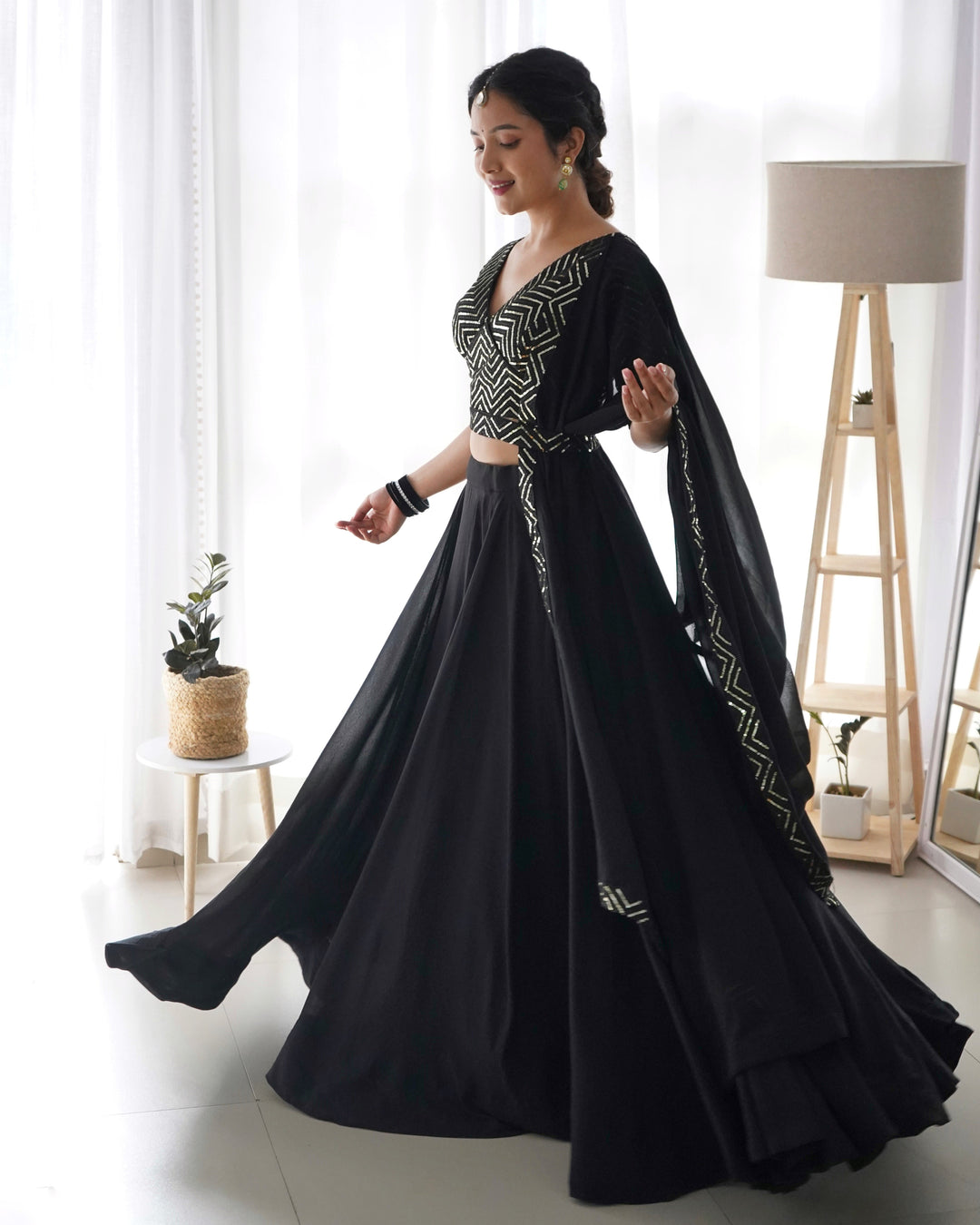 ALMEERA BLACK LEHENGA SET