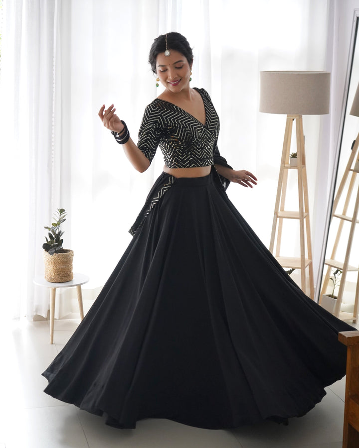 ALMEERA BLACK LEHENGA SET