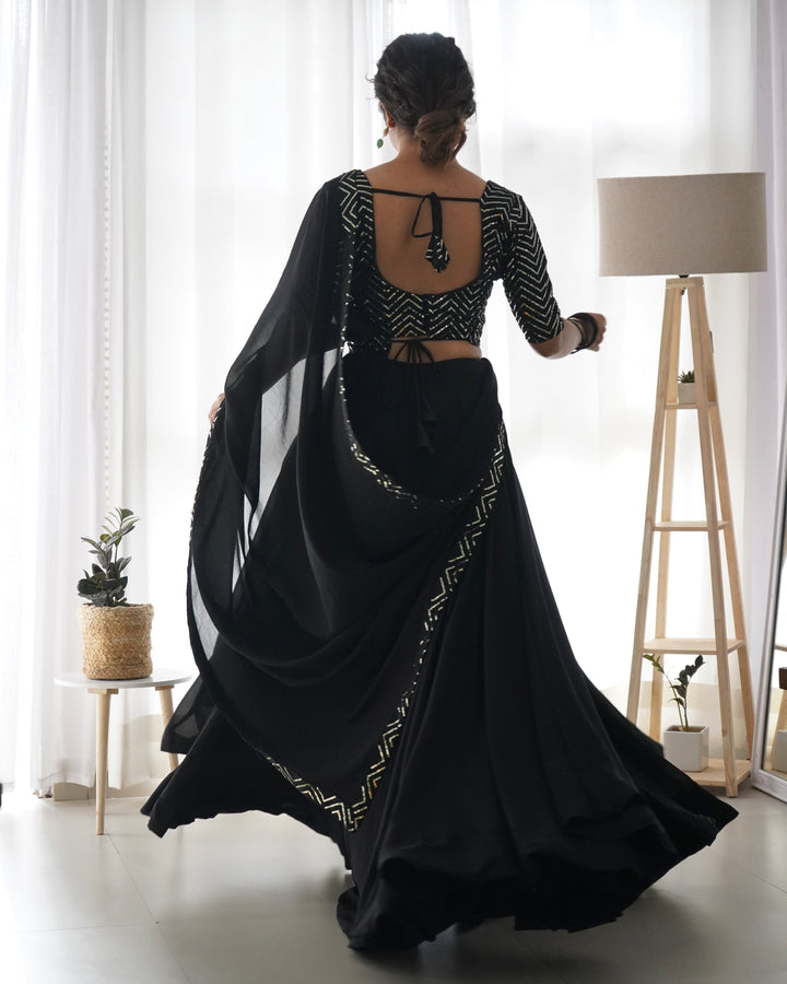 ALMEERA BLACK LEHENGA SET