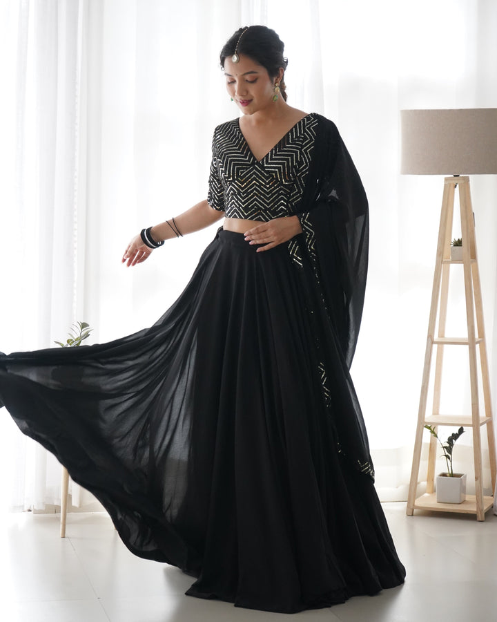 ALMEERA BLACK LEHENGA SET